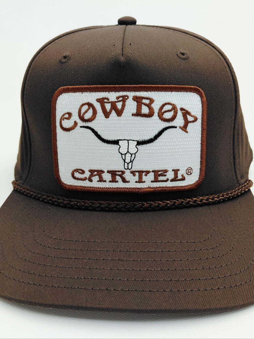 Cowboy Cartel 5 Panel Snapback Trucker Hat Cap Brown Embroidered Patch